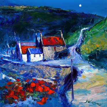 The red rocks of Crovie 24x24 SOLD The red rocks of Crovie 24x24 SOLD
